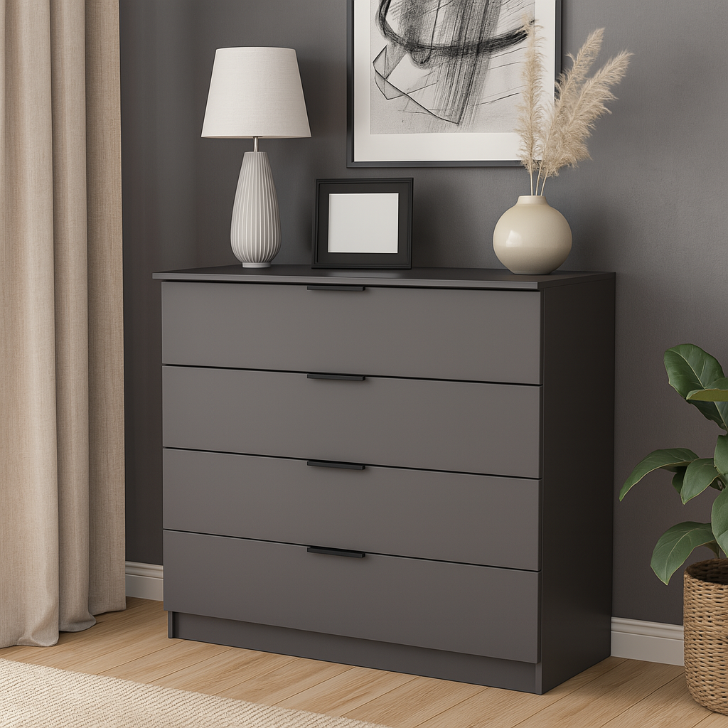 Комод К4 4Я SENAM 945х1000х450 мм корпус ДСП Сірий Графіт фасад МДФ фарба RAL7012 Сірий Комод К4 4Я SENAM 945х1000х450 мм корпус ДСП Сірий Графіт фасад МДФ фарба RAL7012 Сірий