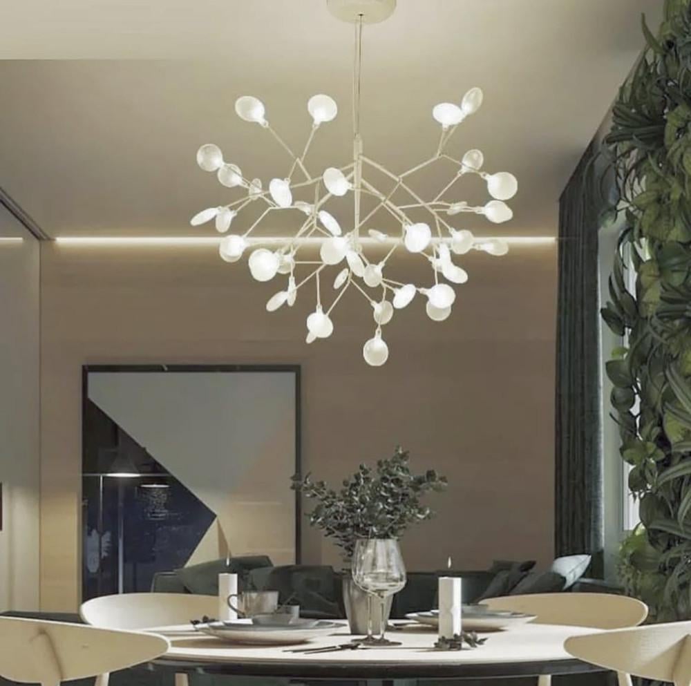 Люстра-дерево подвесная на 36 белых лепестков-плафонов Белый (H 686/36 WT)