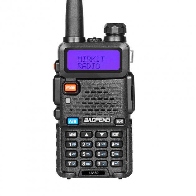 Комплект фулхаус рація Baofeng UV-5R 8W/бат BL5-3800/тангента/кабель для заряджання/кабель для програмування PL2303+ (008503) - фото 3