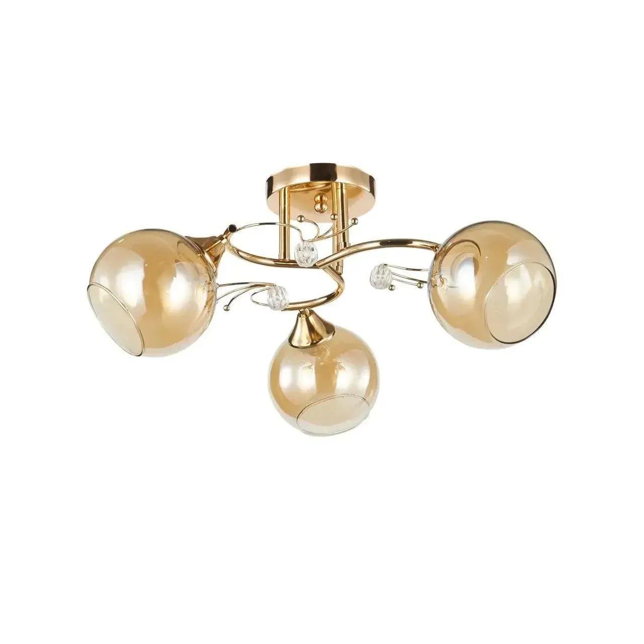 Люстра потолочная Valeso Interees с металлическим каркасом под три лампы Е27 IP20 60W Золотой (V-6228-3 FG)