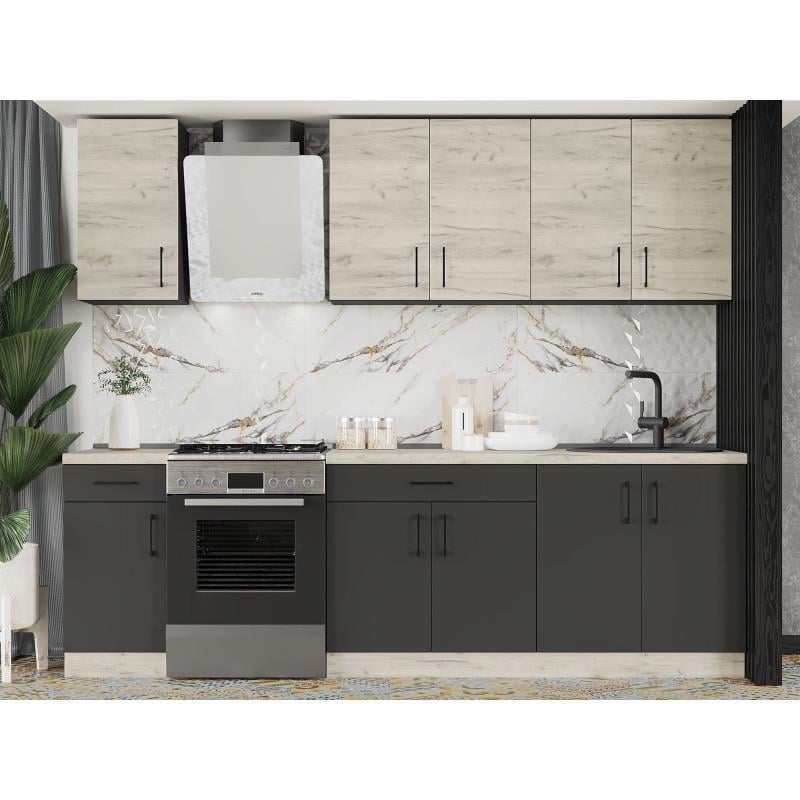 Кухня модульна Еверест Оптіма №3 2,6 м Дуб крафт білий/Антрацит (DTM-5699)