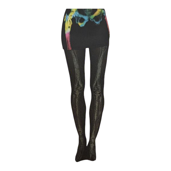 Колготки-скелеты на Хэллоуин принт светятся в темноте 40 den L р. 46-48 Черный (L0107)