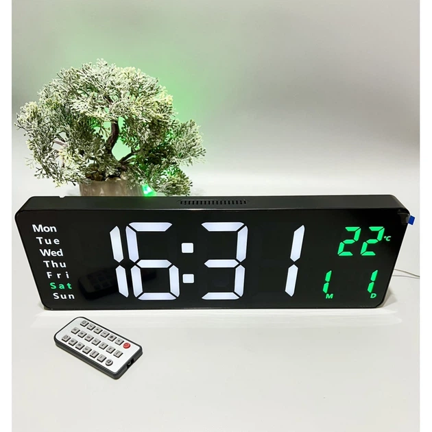 Часы электронные LED DS-6627 настенные с большими цифрами/будильником/термометром и пультом USB (ML-06340)
