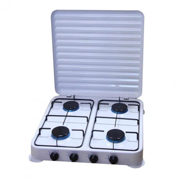 Настільна газова плита Rainberg RB-004 на 4 конфорки з кришкою/для балонного газу Білий
