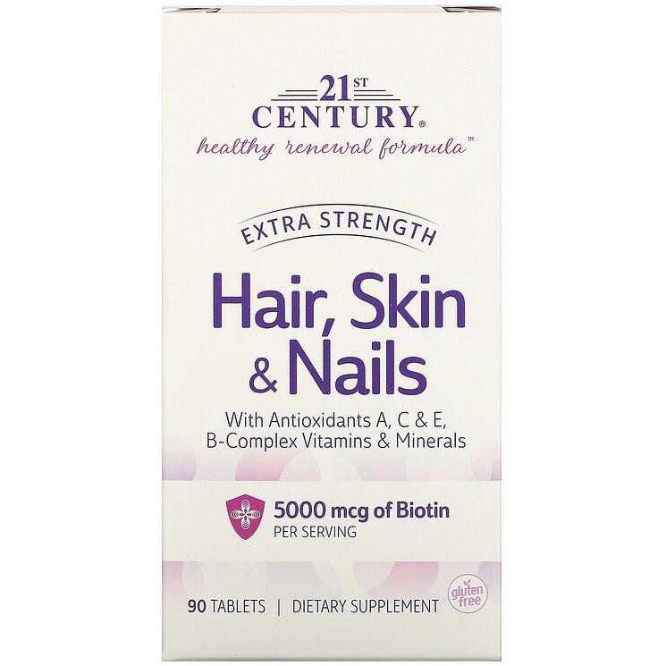 Комплекс для здоровья волос кожи и ногтей 21st Century Hair Skin & Nails 90 таблеток (1056128178) - фото 3