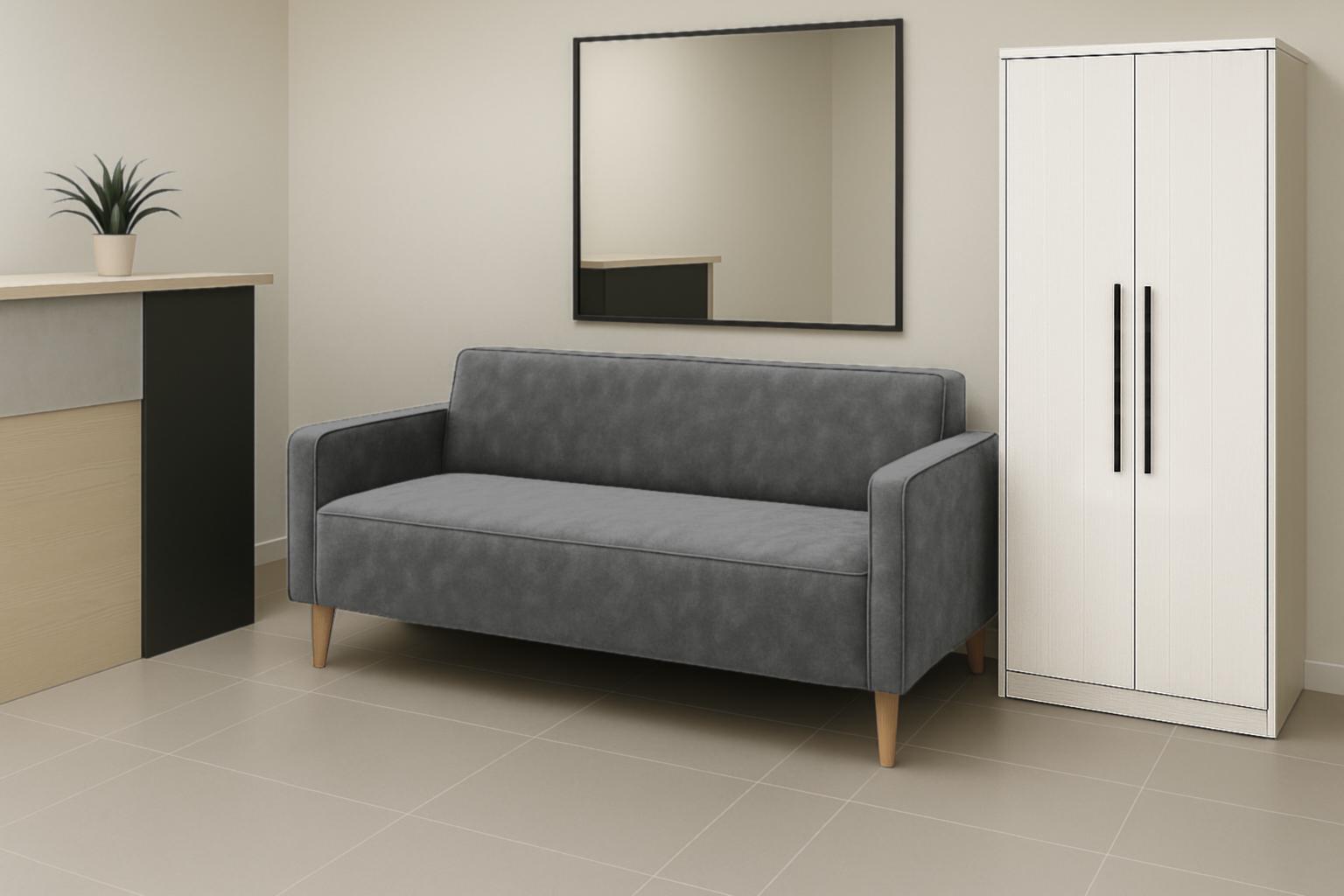 Диван офисный Tobi Sho Селдон с подлокотниками 1760х680х770 мм велюр Крокус Серый/90 (59rt6fr9)