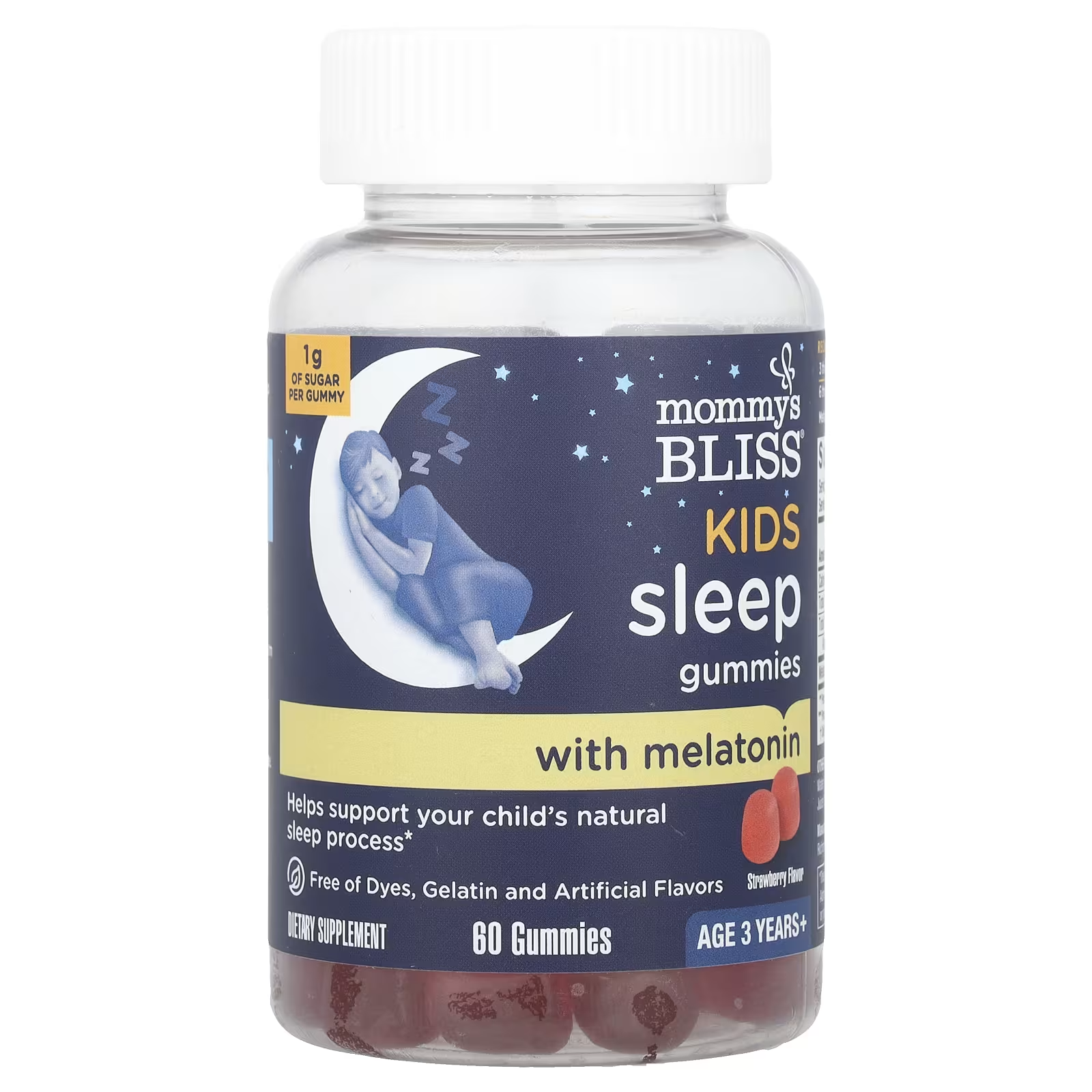Добавка Mommy's Bliss для сна с мелатонином с клубникой для детей от 3 лет 60 жевательных таблеток