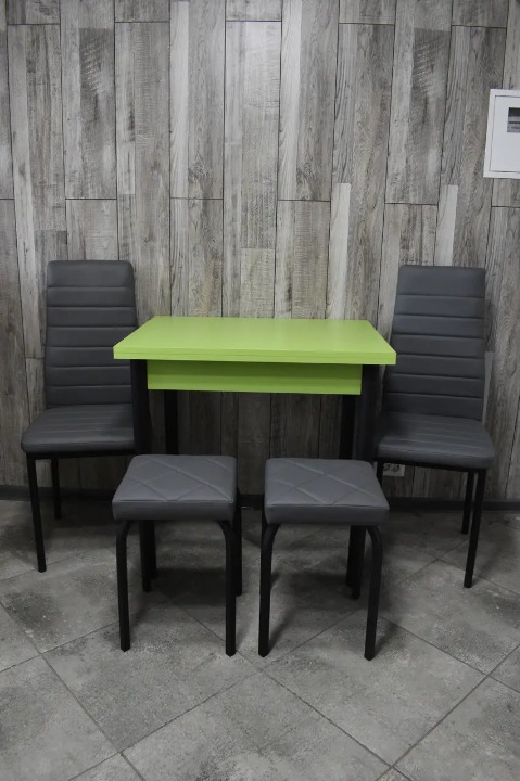 Кухонний комплект стіл розкладний/стільці 2 шт. та табурети 2 шт. 60х80х75 см Салатовий (28375213)