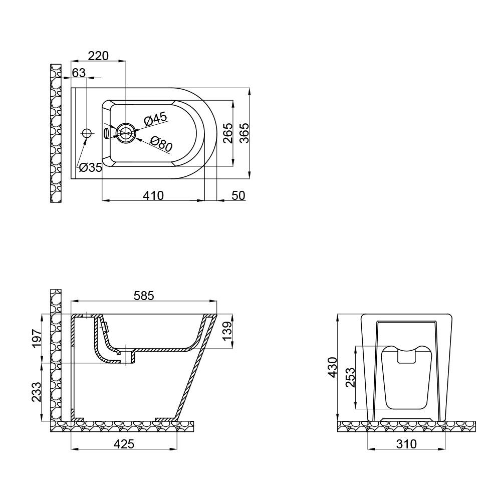 Біде підлогове Qtap Scorpio 530x360x395 мм White (QT14441003CW) - фото 2