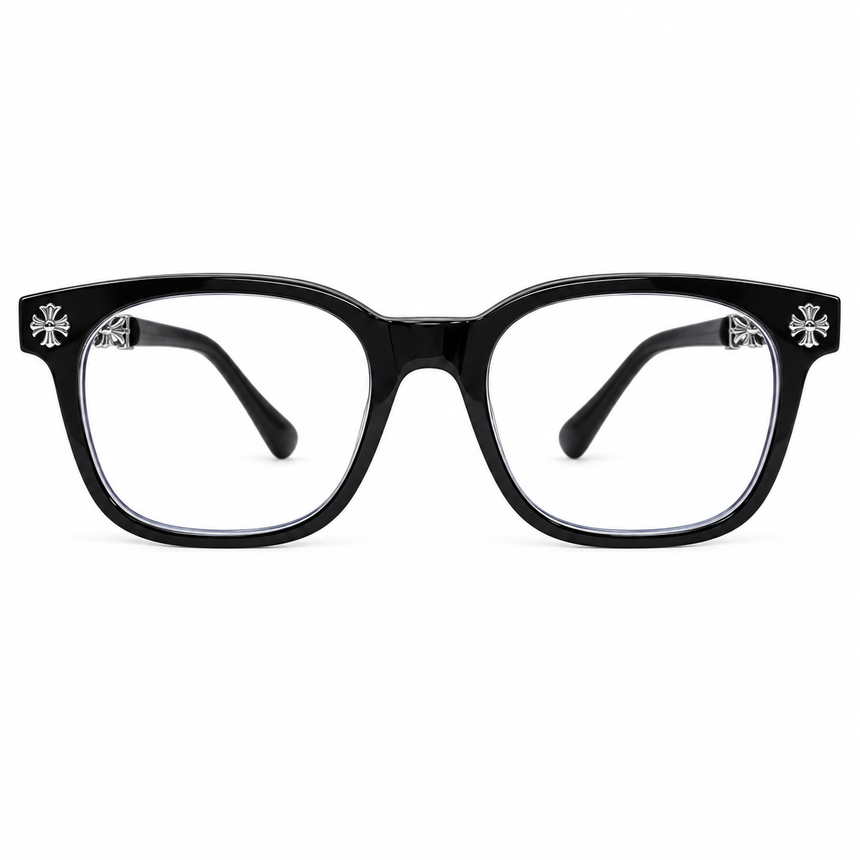 Очки Chrome Hearts fashion в стиле streetwear с прозрачными линзами и чехлом Черный