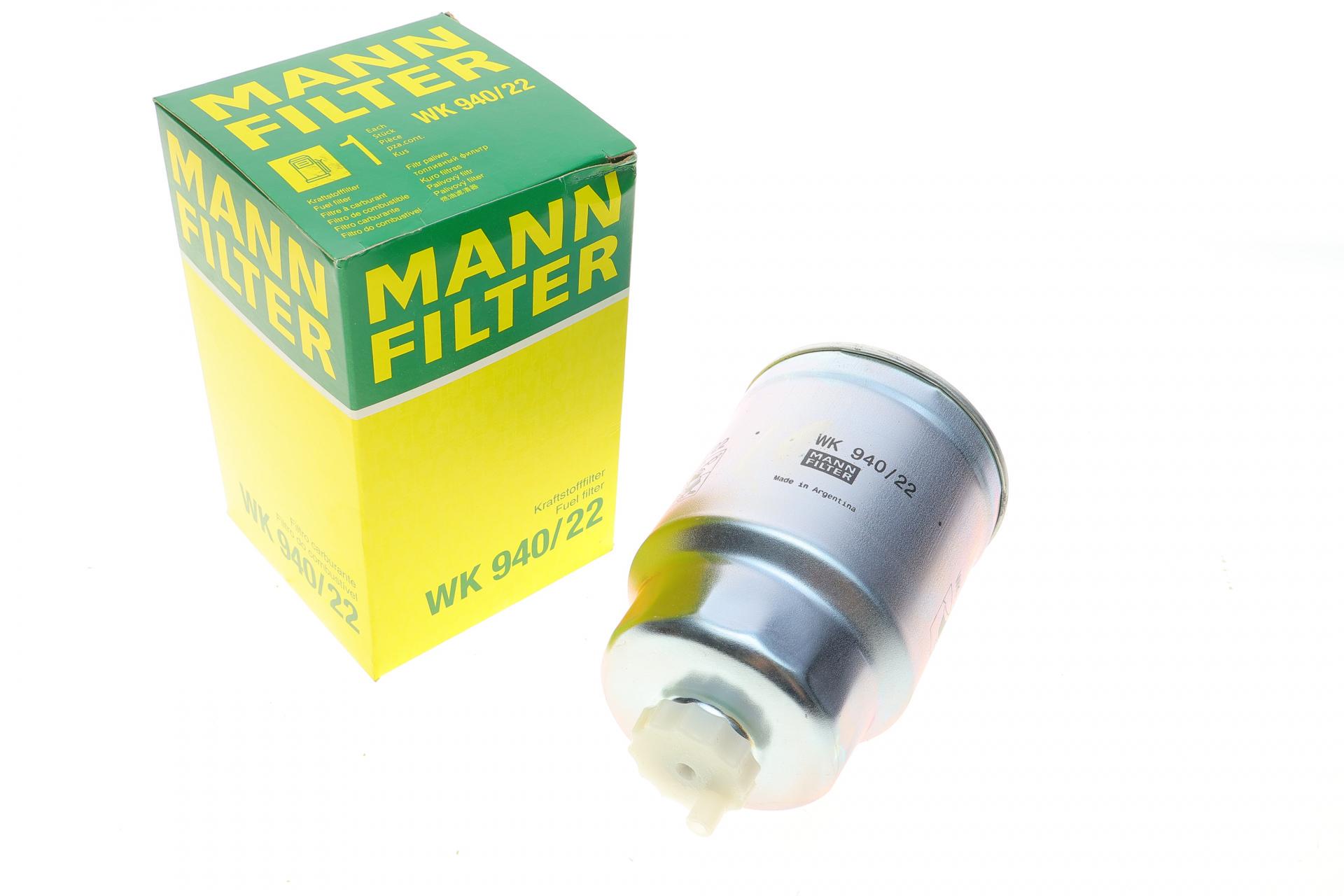 Фильтр топливный Mann-Filter для Nissan Almera 2,2 Di 00-/Primera 2,2Di/dCi 03-/Pathfinder/Navara 2,5dCi 05- (WK 940/22)
