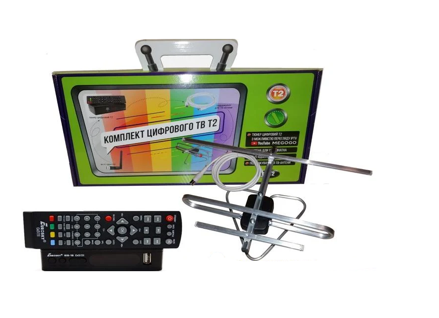 Тюнер DVB-T2/антенна комнатная с усилителем 0,1 A-sus