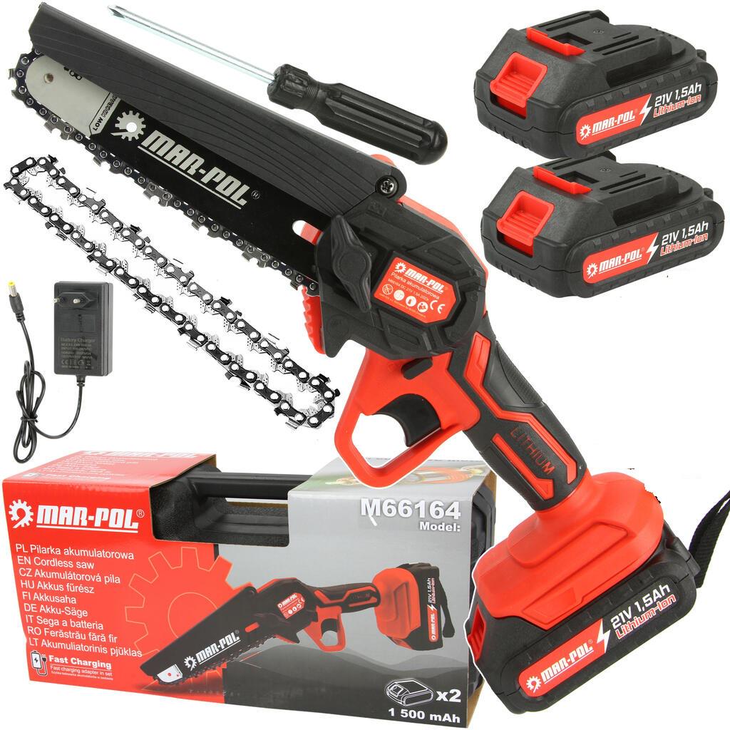Аккумуляторная мини пила цепная Mar-Pol 2 аккумуляторы/Кейс (M66164)