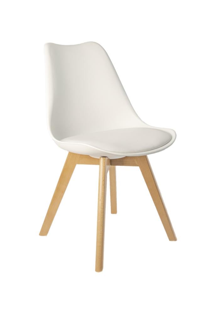 Кресло кухонное Bonro B-487 с мягким сиденьем на деревянных ножках из бука Белый (132-76-40070000)