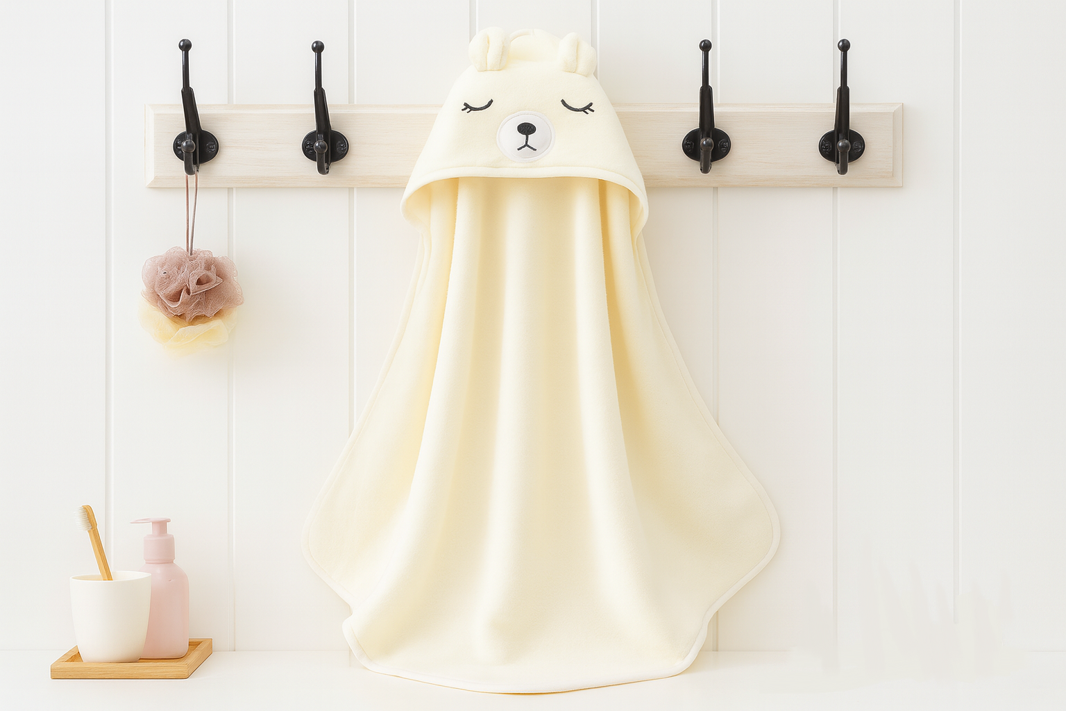 Полотенце-плед детское с капюшоном Медведь микрофибра 80х80 см Бежевый (DP-796-51/beige)