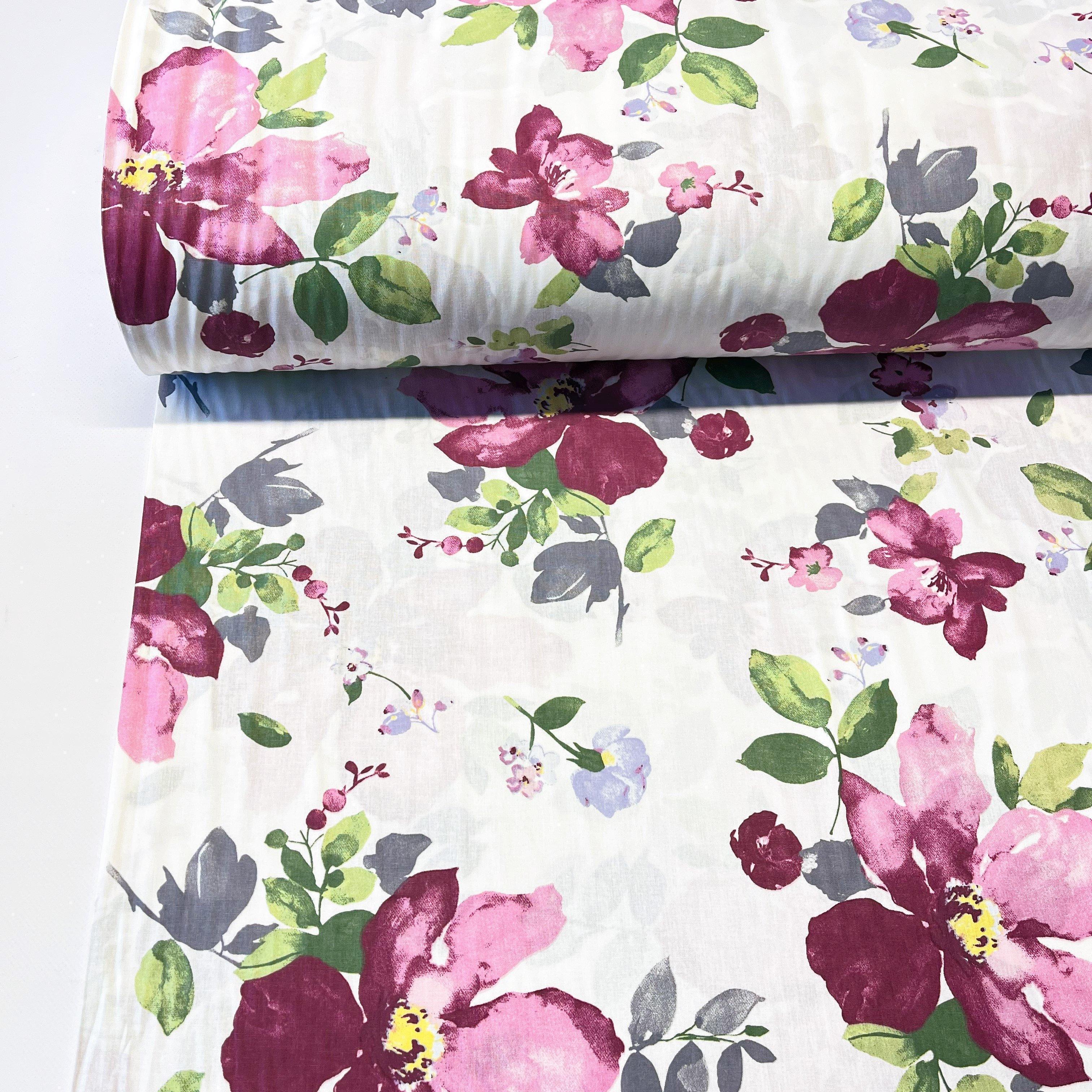 Ткань для постельного белья ранфорс с цветочным принтом 240 см (12/26103/2)