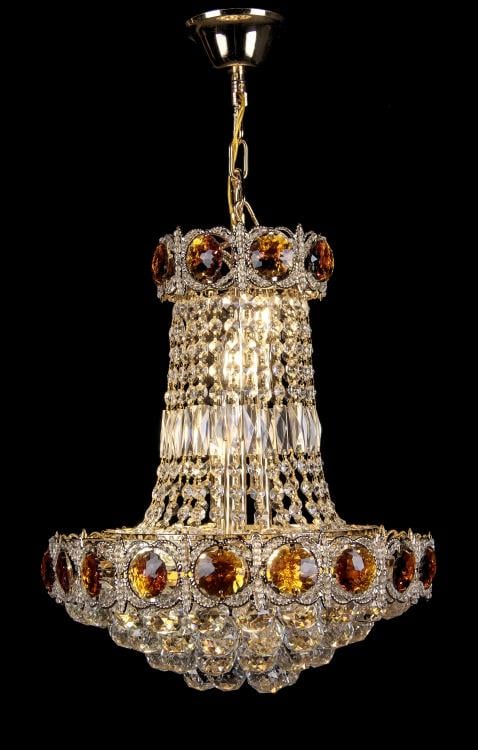 Кришталева люстра L51087B/12 FGD Золото/Коричневий/Білий (AN000657)