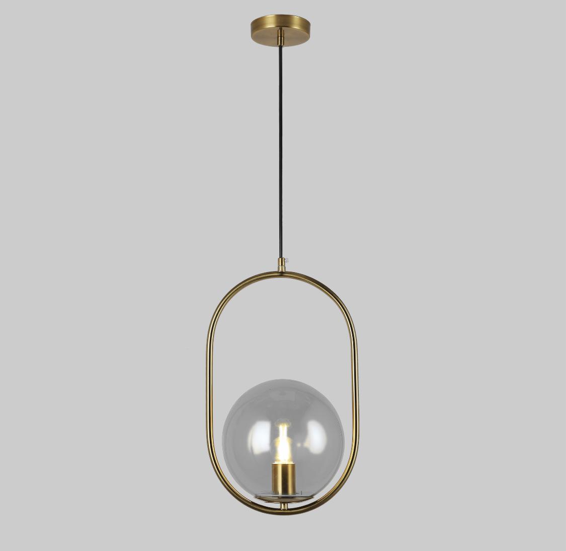 Светильник подвесной с прозрачным шаром 20 см Бронзовый (916-40-1 BRZ+CL)