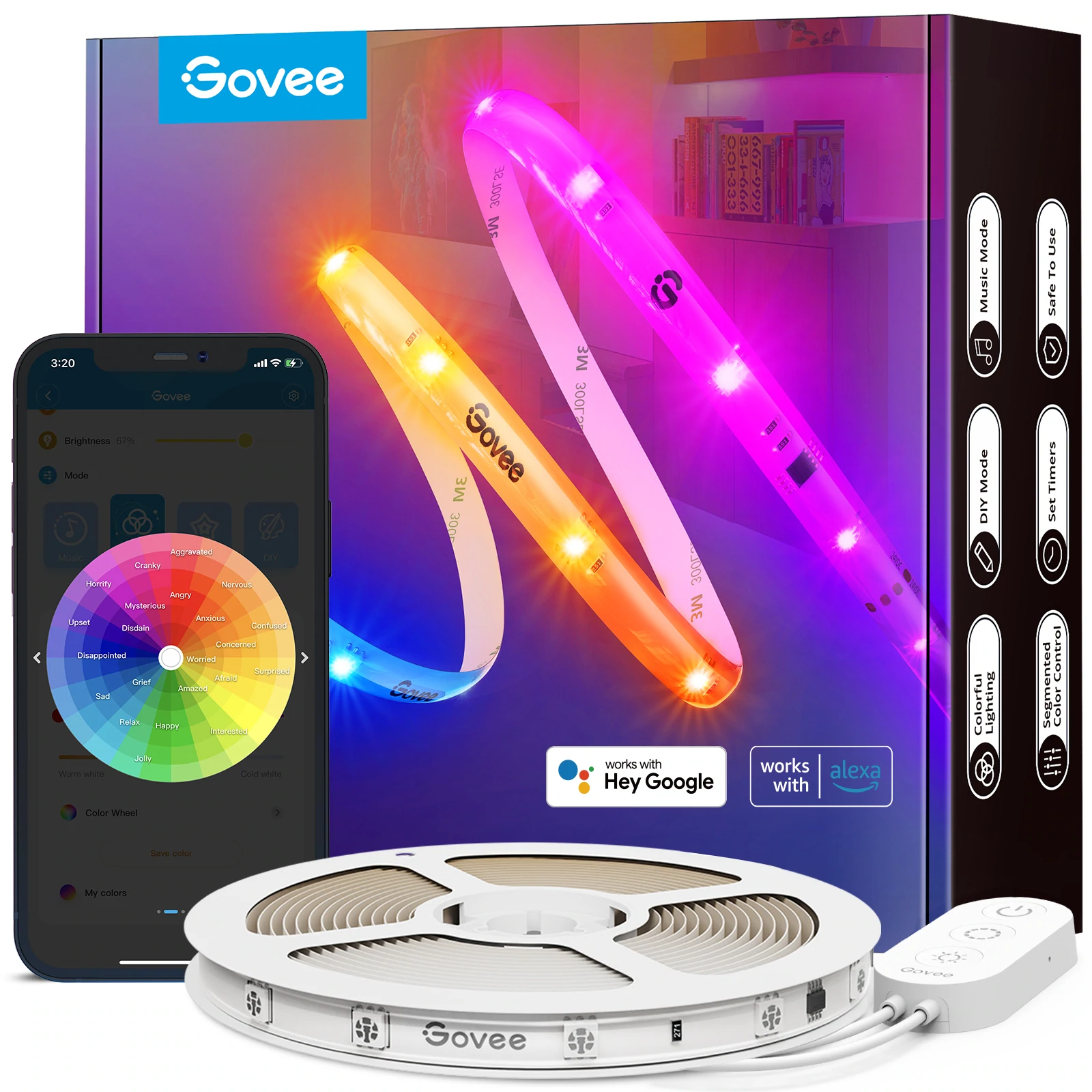 Розумна кольорова світлодіодна стрічка Govee RGBIC LED PRO із захисним покриттям в силіконі 10 м