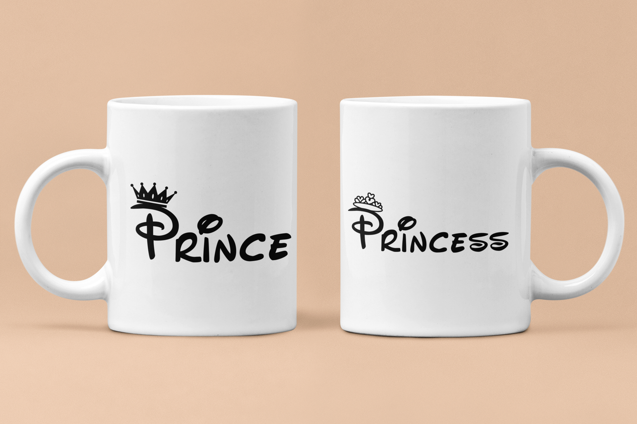 Чашки парные "Prince and Princess" для влюбленных 330 мл Белый (ВЛ44Ч)
