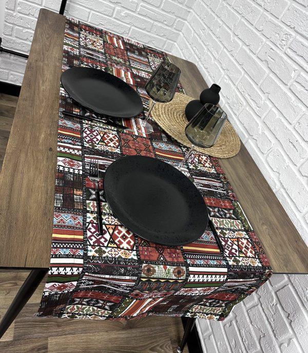 Дорожка на стол Comfort Home Patchwork design burgundy 160x40 см