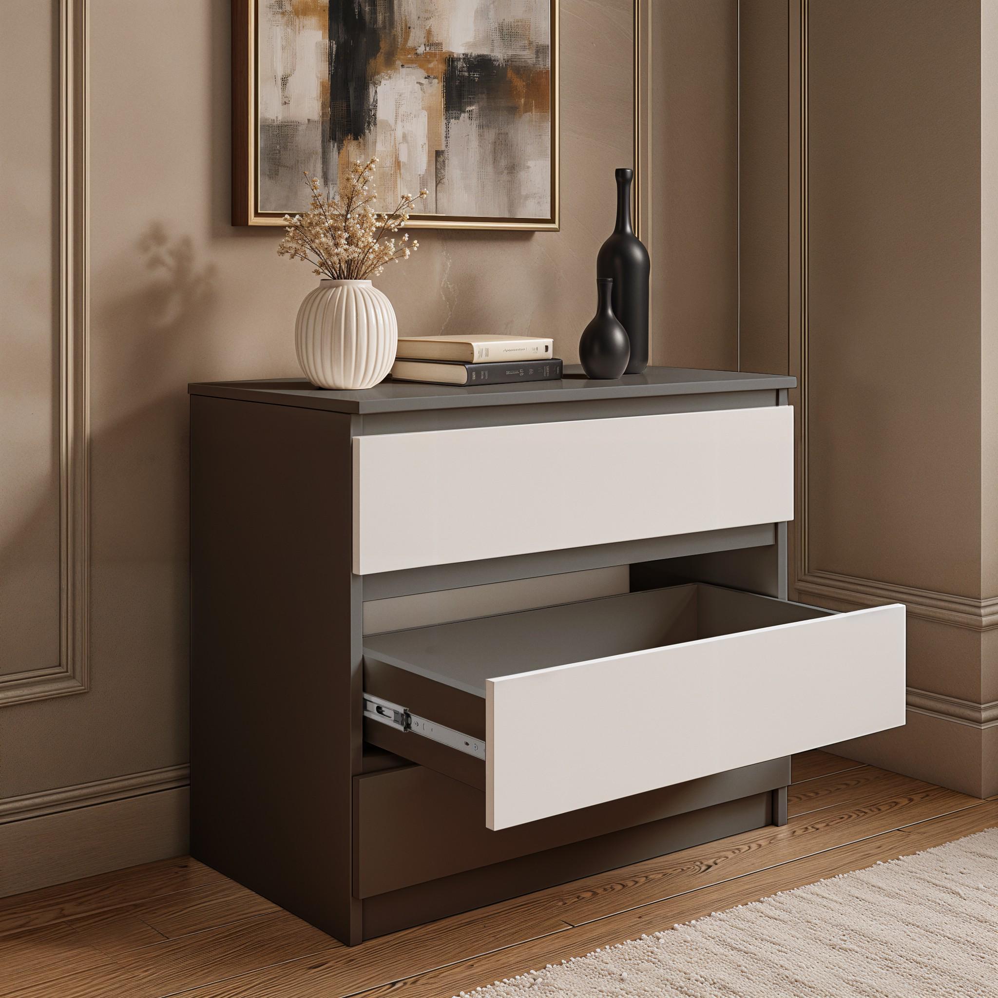 Комод на 3 ящика без ручек FT-214 800х400х755 мм Антрацит/Белый - фото 3