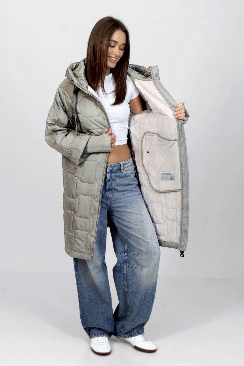 Пальто-реглан жіноче на флісі великих розмірів р. 52 Оливковий (33304729)