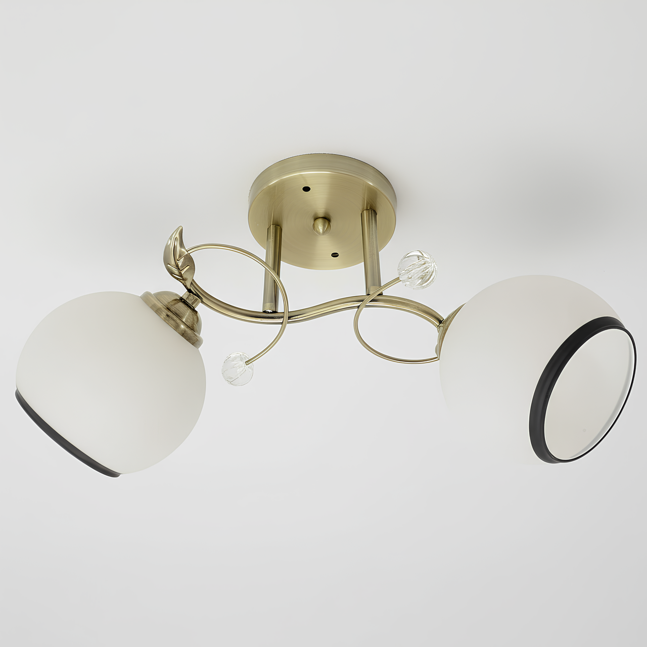 Люстра Valeso на два матовых плафона под лампы Е27 Бронзовый/Белый (6220J/2)