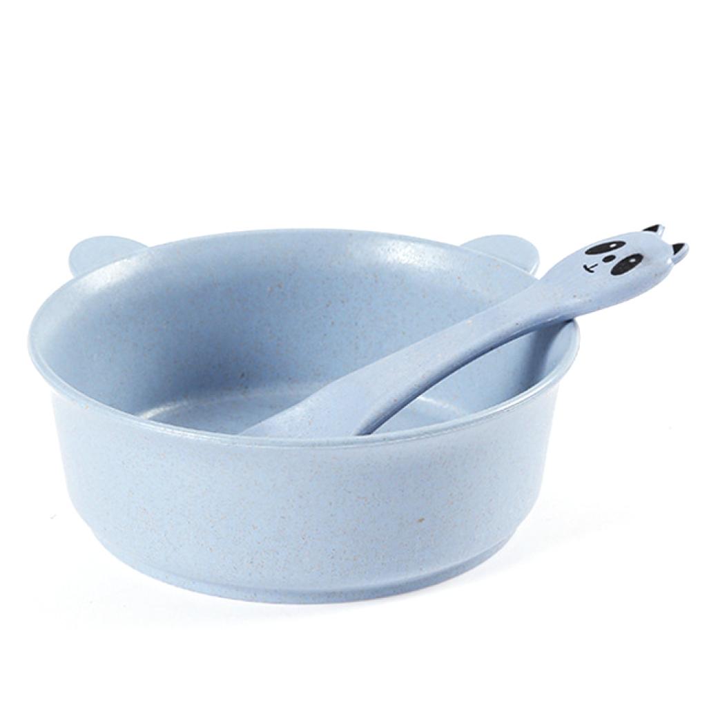 Тарелка с ложкой Lesko A228 Panda Purple (1399567) Тарелка с ложкой Lesko A228 Panda Purple (1399567)