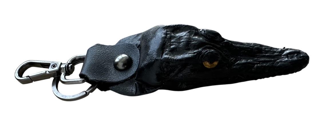 Брелок для ключей с настоящей головой крокодила Черный Ekzotic leather (crc07)