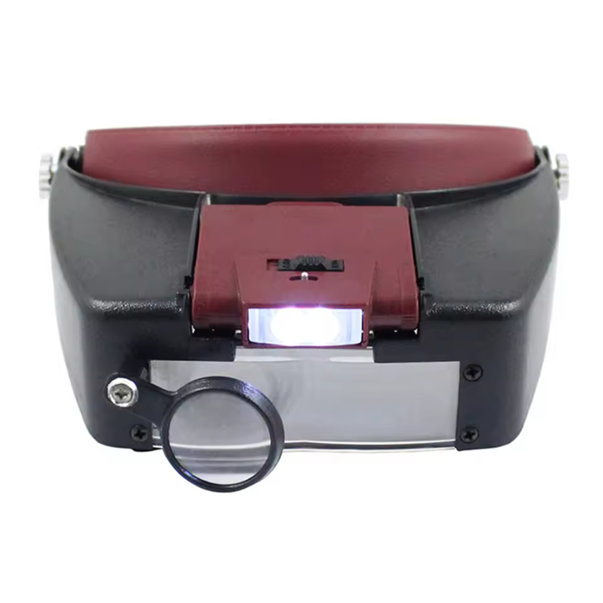 Лупа бинокулярная налобная MG81007-A с LED подсветкой/монокуляром 3 линзы 1,5X/3X/8,5X/10X Black/Wine Red (160419) - фото 4