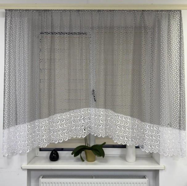 Тюль арка гипюровая сетка 300х160 см Серый (1381-2)