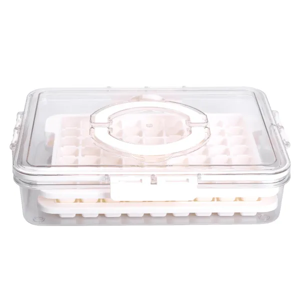 Контейнер для льда Yiwu на 126 ячеек с крышкой 30,5х24х7 см Бежевый (147-107-HP-27-8)