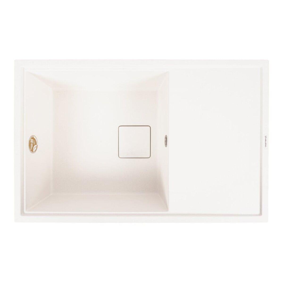 Мойка гранитная Valeso Galans врезная прямоугольная матовая 780х500 мм Белый