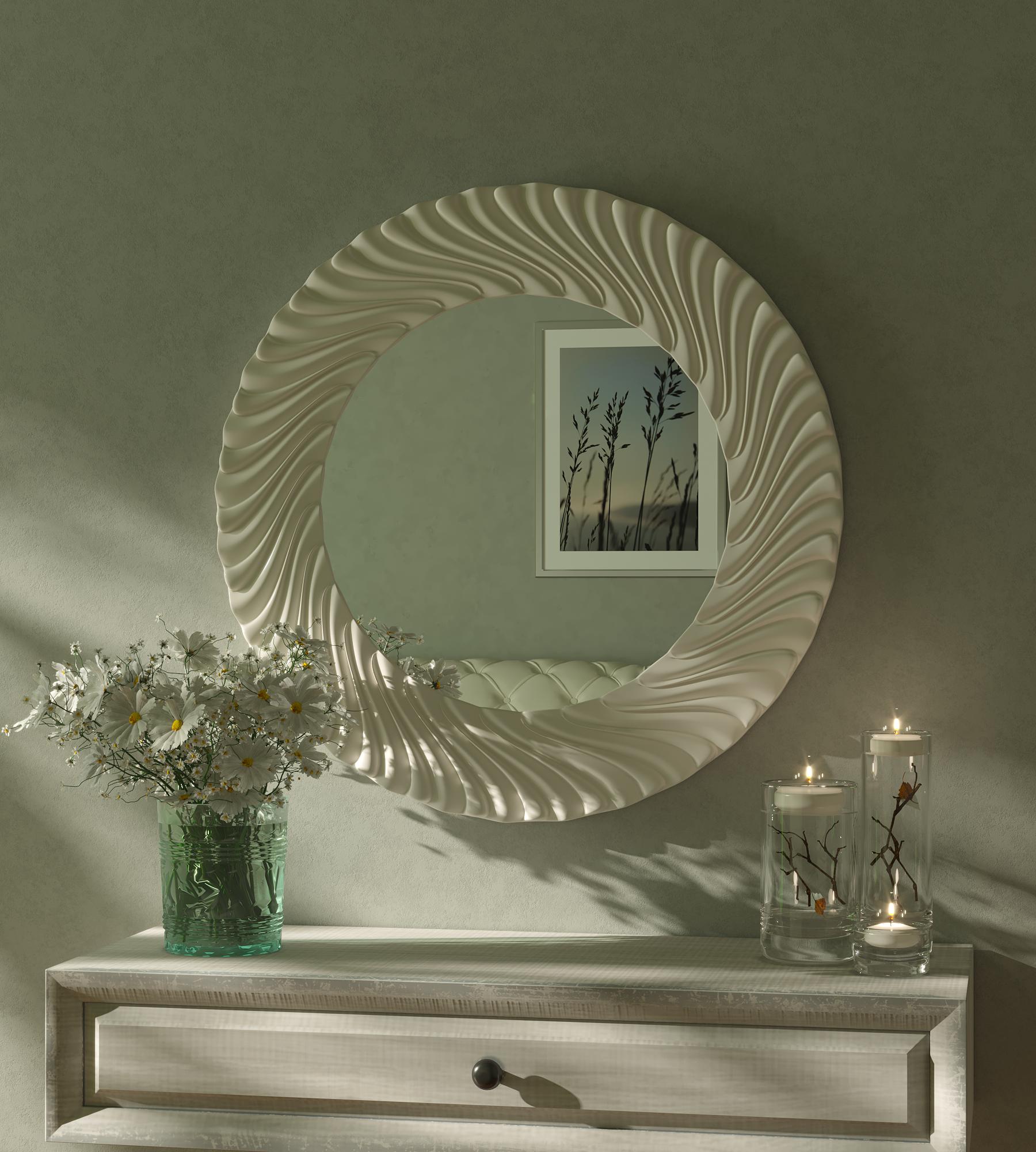 Зеркало настенное VELKA Versilia в белой раме 80 см (VVW80)