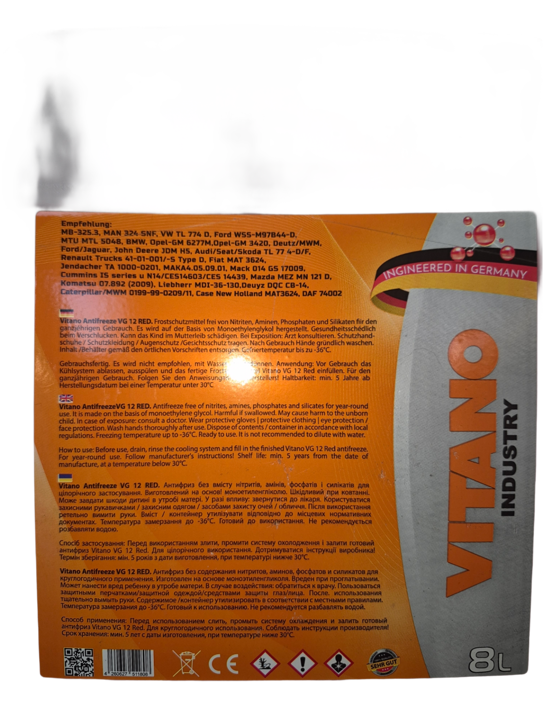 Антифриз Vitano VG-12 готовый 20 л Красный (КИЛ194504) - фото 2 Антифриз Vitano VG-12 готовый 20 л Красный (КИЛ194504) - фото 2