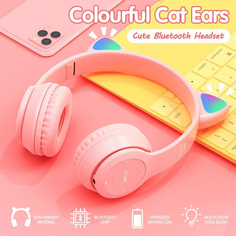 Наушники беспроводные CAT-ear CEP47-M с ушками и LED подсветкой Pink (f3c8a157) - фото 3