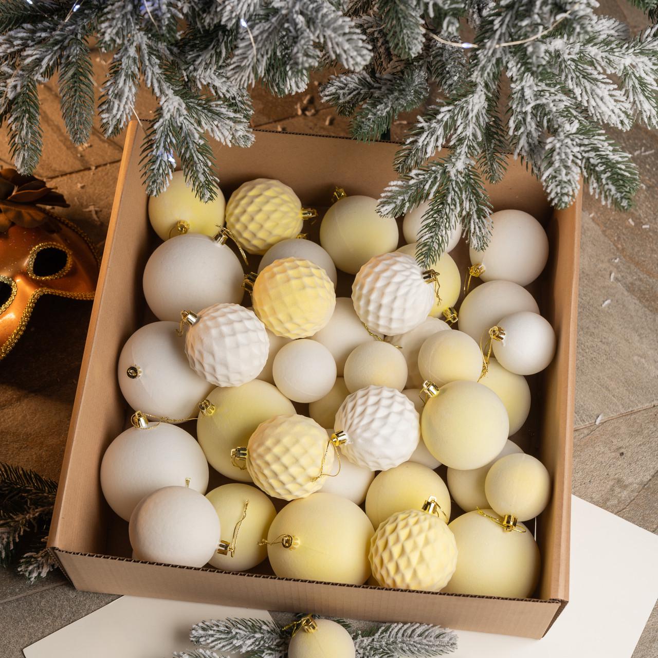 Іграшки ялинкові набір Оксамит 40 шт. Жовтий (2765836640) - фото 2