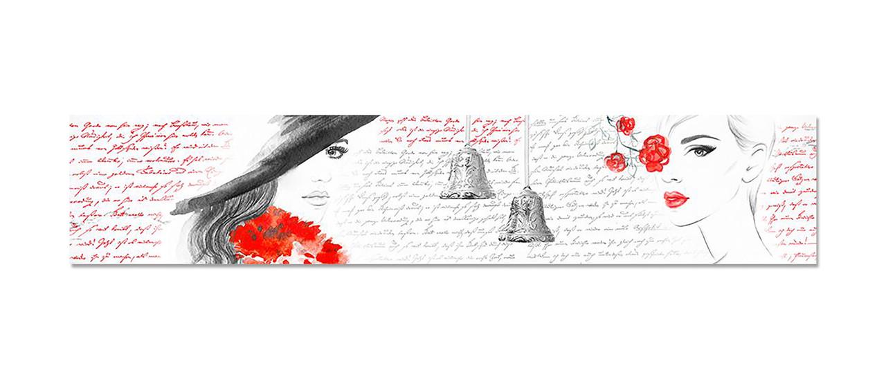 Фартук кухонный Письмо о любви девушки 60х300 см Красный