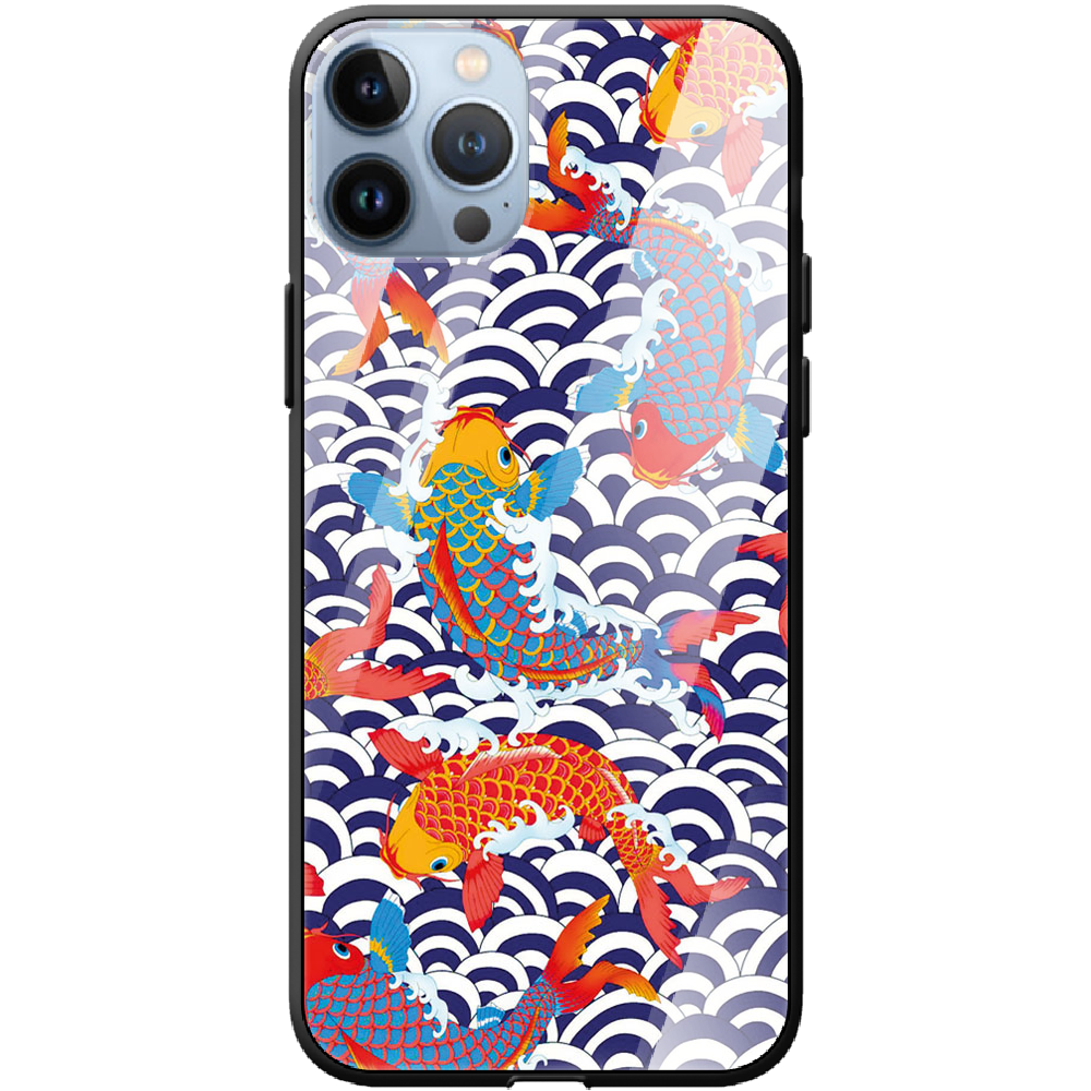 Чехол BoxFace iPhone 13 Pro Koi Fish Черный силикон со стеклом (43365-up2477-43867)