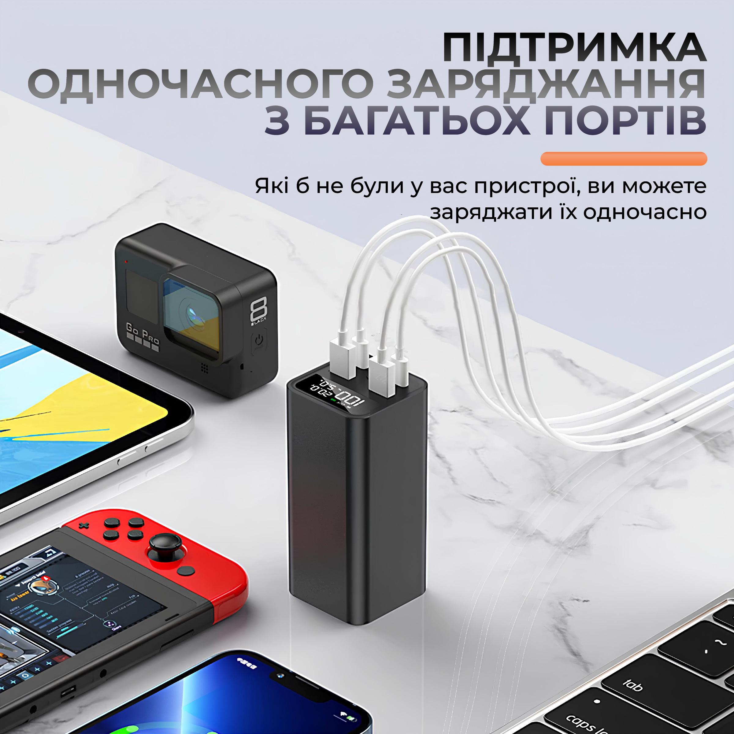 Ноутбук для ноутбука Kayfovo УМБ 20000 mAh 100W быстрая зарядка с фонариком BL-25 Black (28936) - фото 3 Ноутбук для ноутбука Kayfovo УМБ 20000 mAh 100W быстрая зарядка с фонариком BL-25 Black (28936) - фото 3