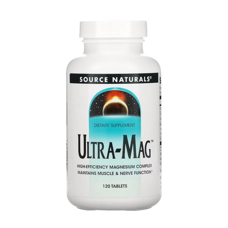 Комплекс магния цитрат глицинат малат с витамином B6 Source Naturals Ultra-Mag 120 табл.