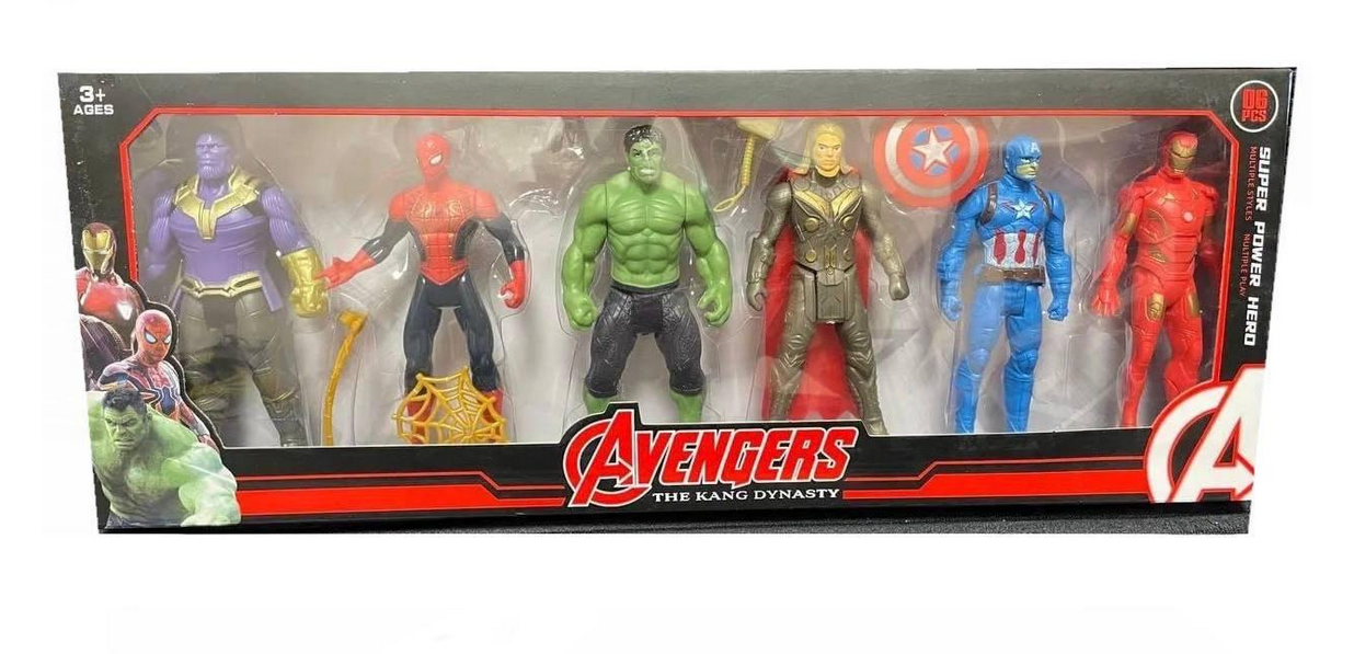 Набор фигурок Marvel Тор/Капитан Америка/Человек Паук/Халк/Танос/Железный человек 13 см