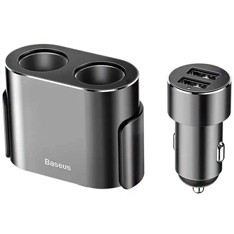 Зарядное устройство автомобильное BASEUS High Efficiency One to Two Cigarette Lighter Черный (CRDYQ-01)