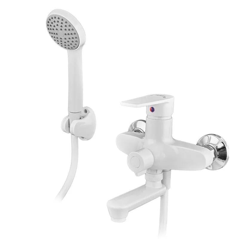 Смеситель для ванны PLAMIX OSCAR-008 Euro SET со шлангом/лейкой/кронштейном White (PM0698)