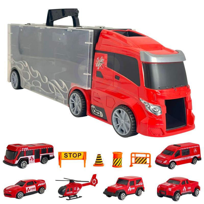 Набір вантажівка Транспортер TIR та автомобілі Woopie 11 пр. Червоний - фото 4 Набір вантажівка Транспортер TIR та автомобілі Woopie 11 пр. Червоний - фото 4