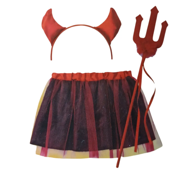 Костюм для Хэллоуина для девочки Черт 3-5 лет Красно-черный (688598)