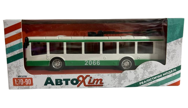 Троллейбус инерционный АвтоХит металлопластиковый 1:70-90 Зеленый (AS-2066)