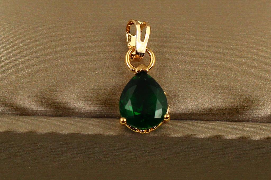 Кулон Xuping Jewelry зеленая капля 1,5 см Золотистый (34781418)