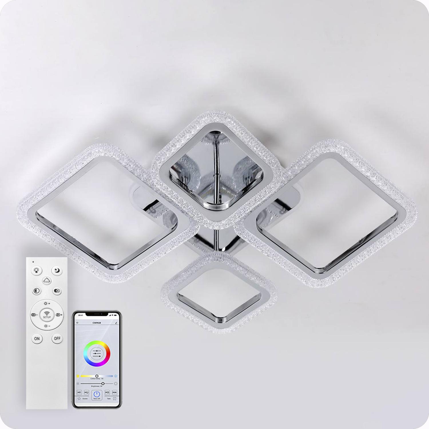 Люстра світлодіодна 517 Light 3color з пультом 96 Вт Хром (02064) - фото 2 Люстра світлодіодна 517 Light 3color з пультом 96 Вт Хром (02064) - фото 2